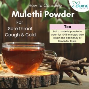 divine nature pure organic mulethi powder for face and eating | natural licorice powder for edible, drinking, skin and hair