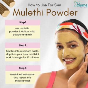 divine nature pure organic mulethi powder for face and eating | natural licorice powder for edible, drinking, skin and hair