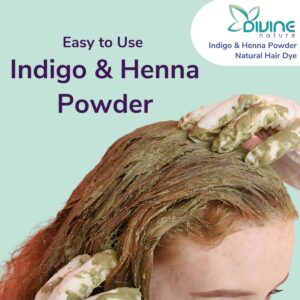divine nature organic indigo leaves powder for black hair colour