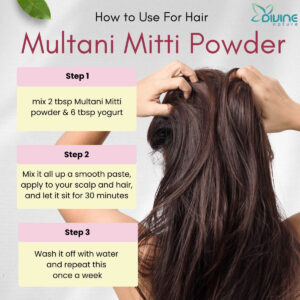 divine nature organic multani mitti powder for face pack, hair and skin | removes dead skin, cleanses pores, reduces dandruff & scalp itchiness fuller's earth, bentonite clay