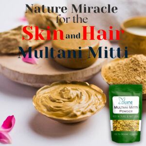 divine nature organic multani mitti powder for face pack, hair and skin | removes dead skin, cleanses pores, reduces dandruff & scalp itchiness fuller's earth, bentonite clay
