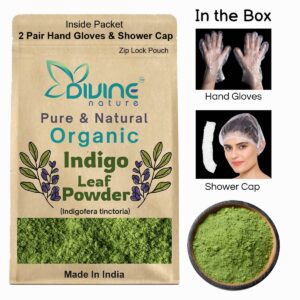 divine nature organic indigo leaves powder for black hair colour
